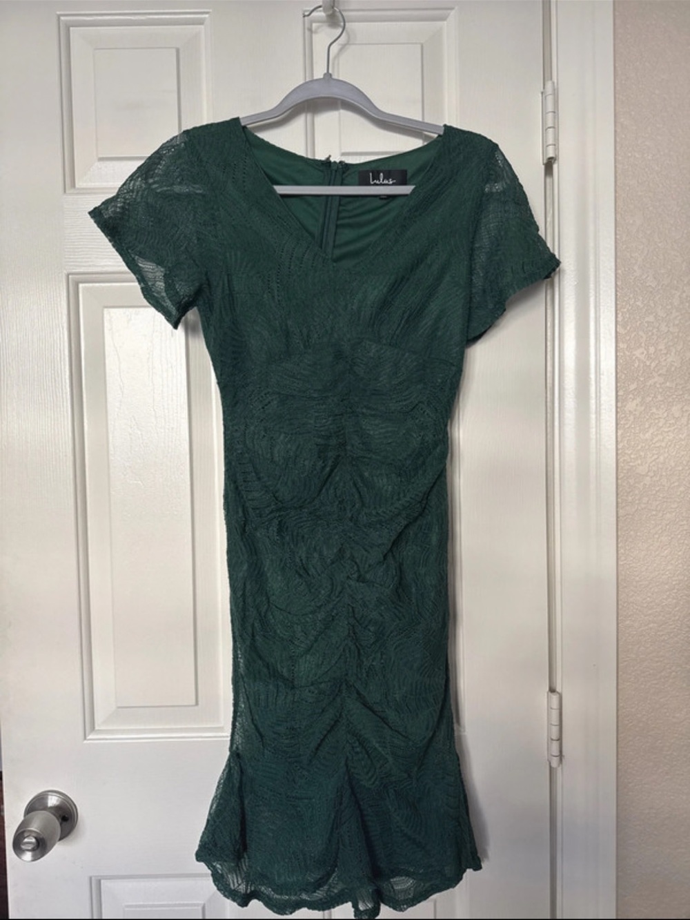 Lulu's Dark Green Lace Midi Dress